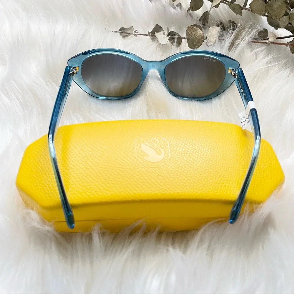 Swarovski Crystal D-Frame Sunglasses Blue 53mm NWT